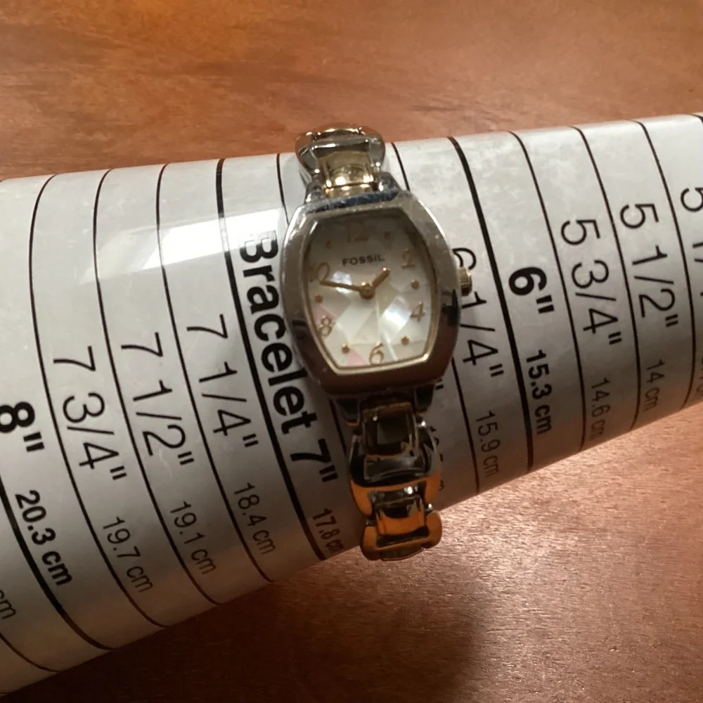Fossil Women’s Watch ES 1427 MOP Mosaic Silver Gold-tone 20 mm